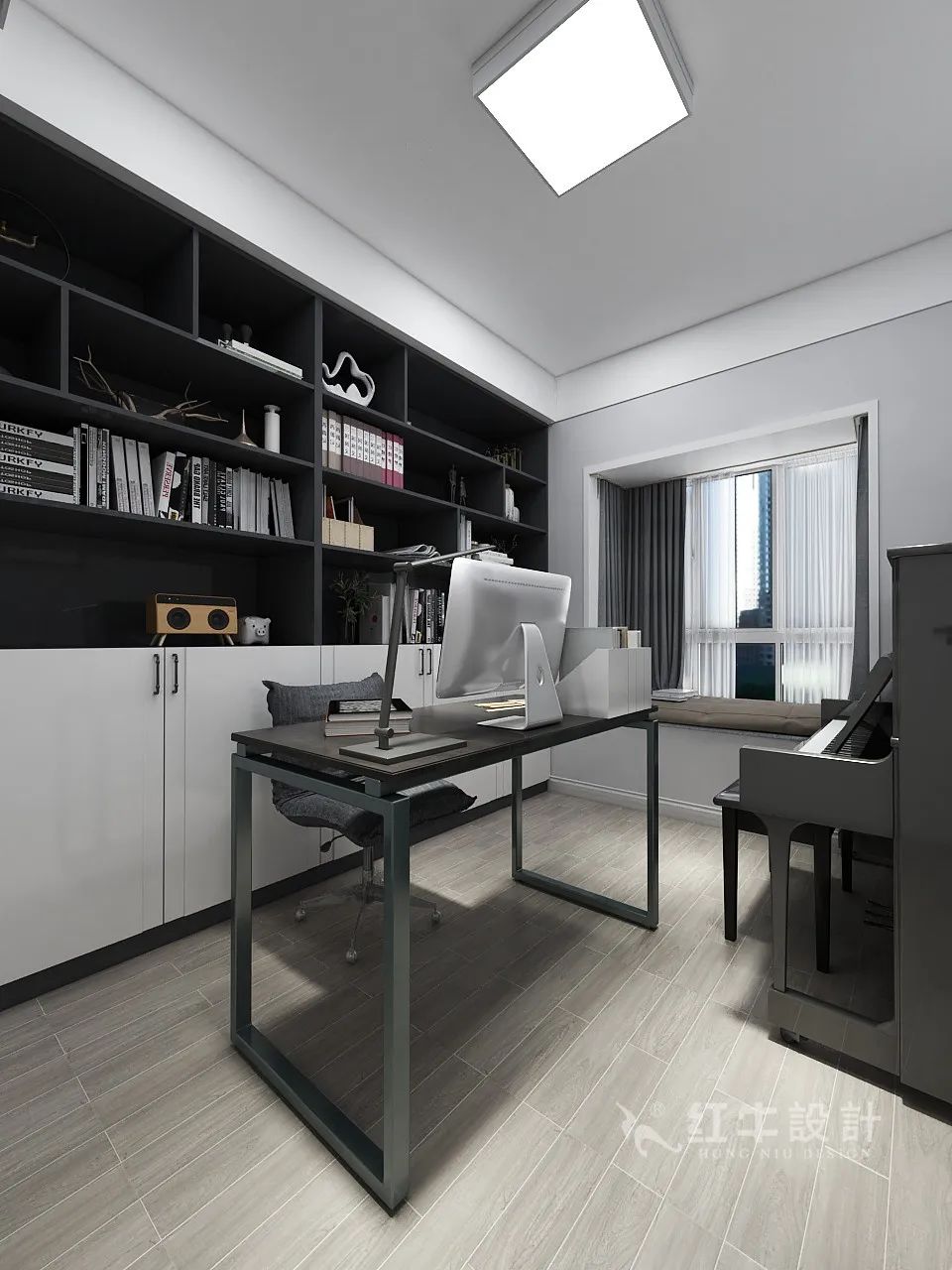 蒋琛_红牛设计--电建洺悦府160㎡现代风格12效果图欣赏_书房